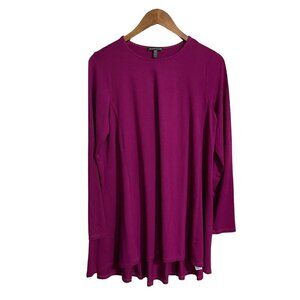 Eileen Fisher Womens Purple Fushcia Viscose Spandex Long Sleeve Blouse Medium